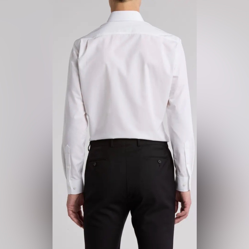 NWOT Nordstrom Non-Iron Trim Fit Solid Cotton Dress Shirt - Picture 3 of 5